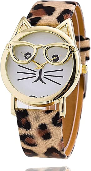 Reloj de gatos correa leopardo